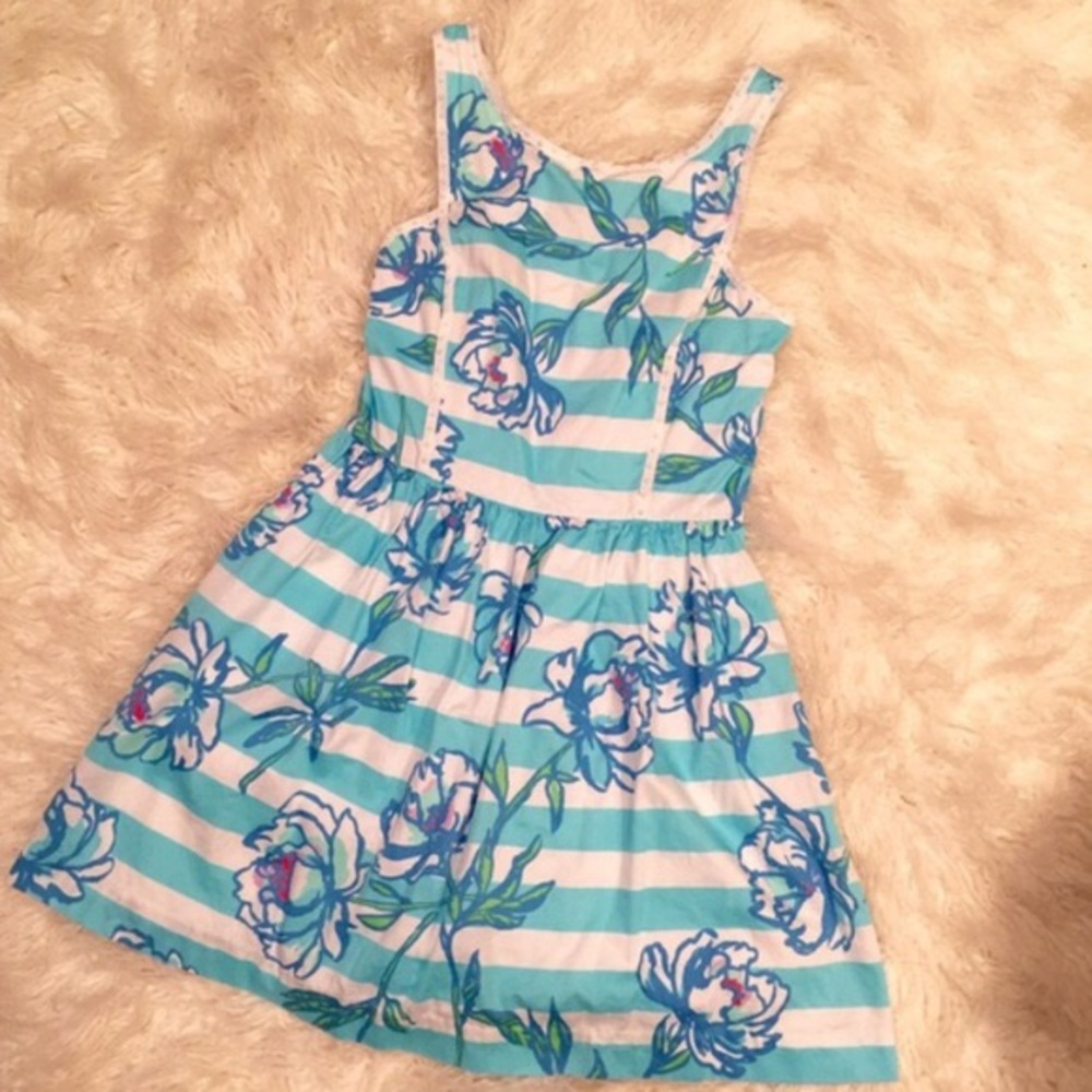 Lilly Pulitzer blue and white striped floral dress